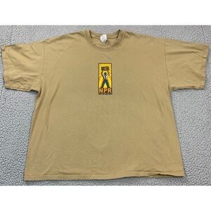 Gildan NPR T-Shirt Mens 2XL Tan Radio For Your World Graphic Heavyweight Cotton